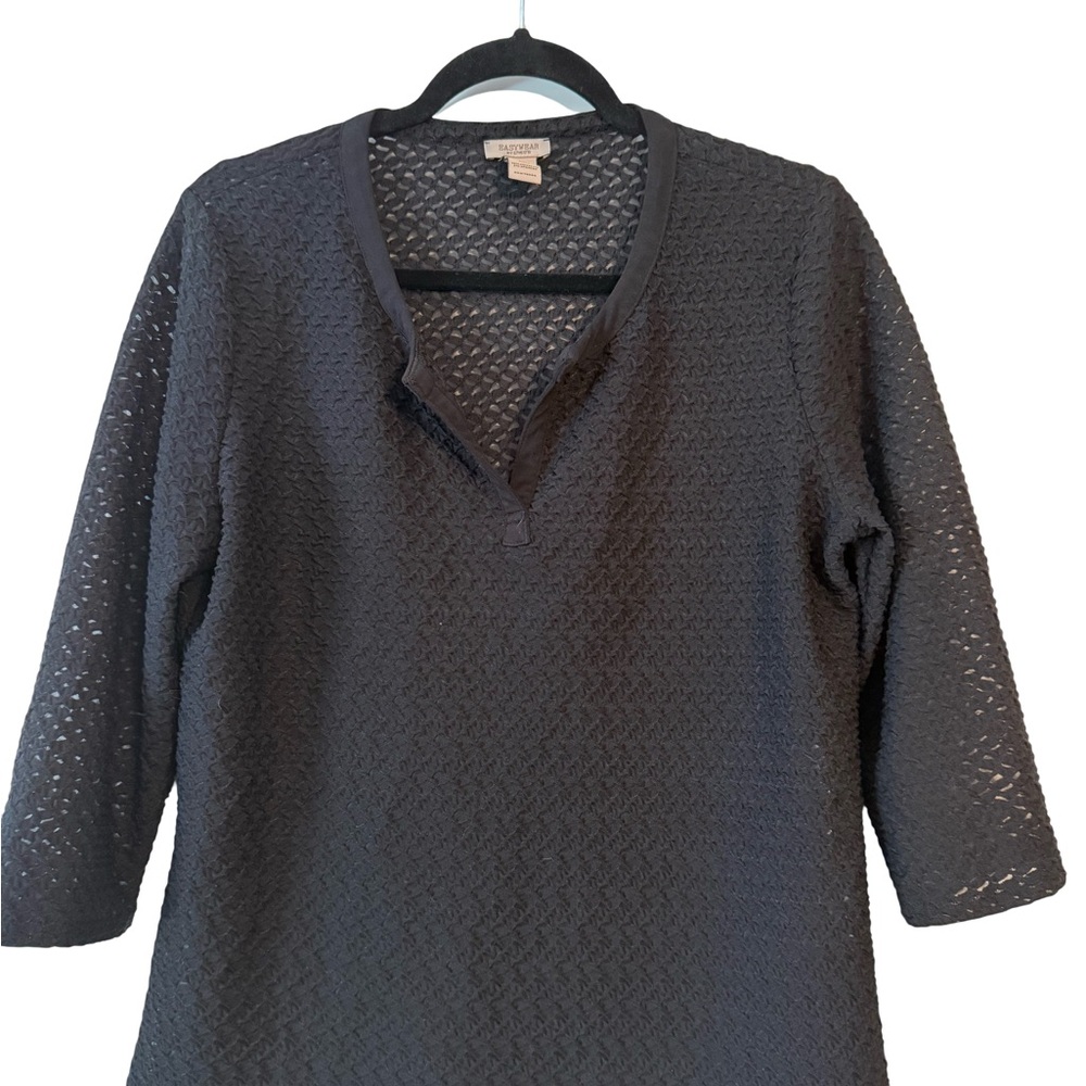 Chico's Black Textured Tunic Top